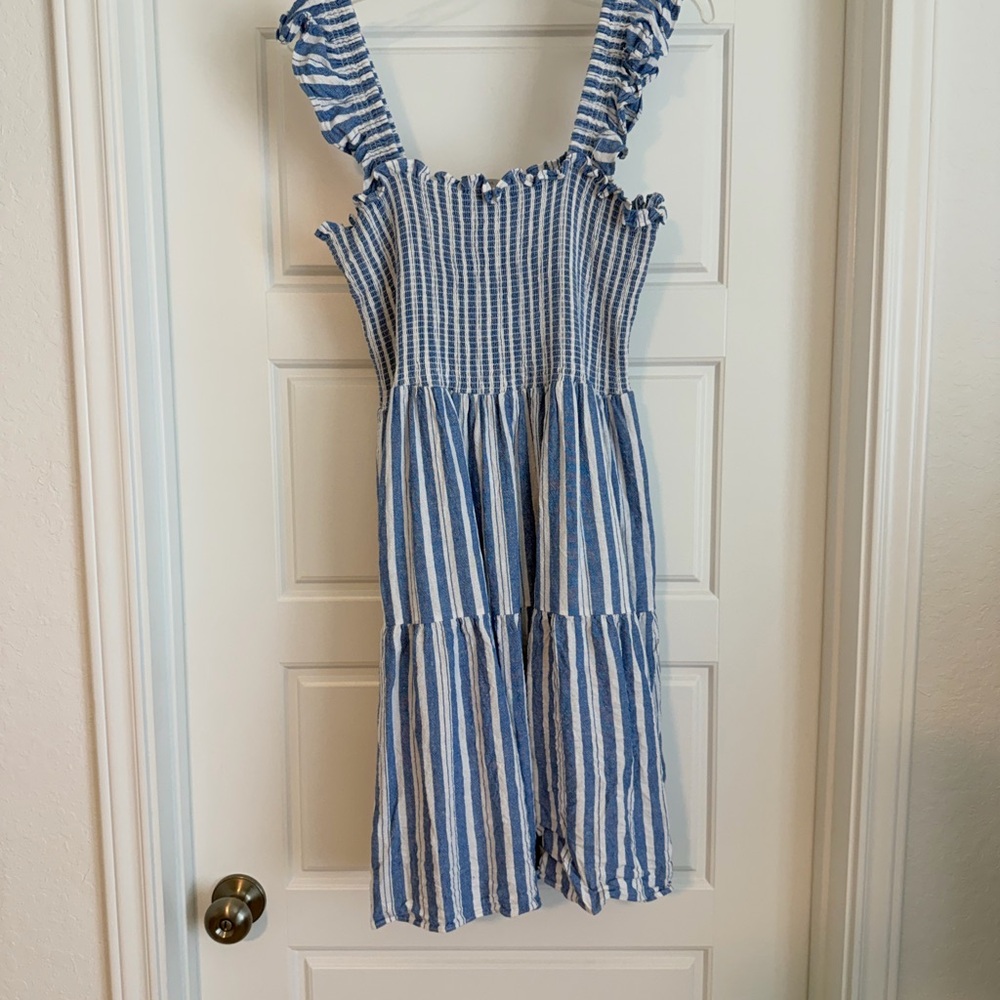 Eliza J Blue and White Striped Sundress